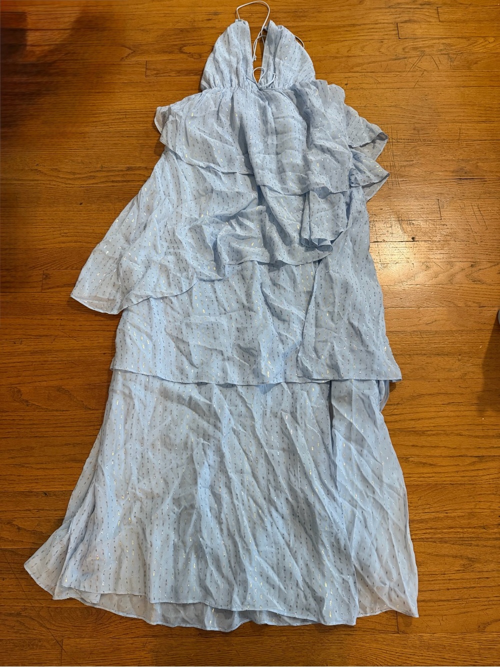 For Love and Lemons Chantal Metallic Tiered Cascade Maxi Dress - Picture 4 of 9